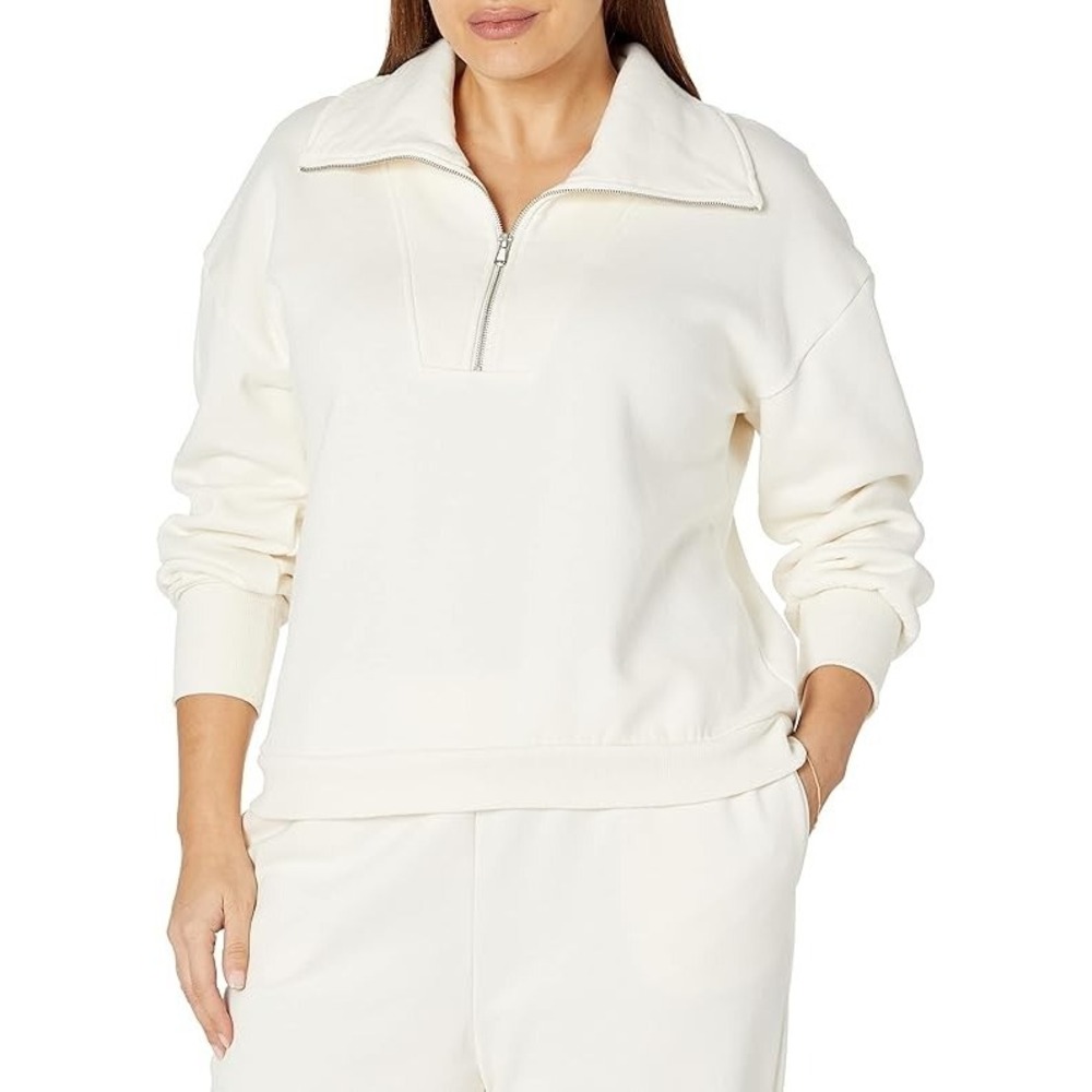 The Drop Women's Fleece Half-Zip Pullover Ivory XS NWT - Picture 5 of 6